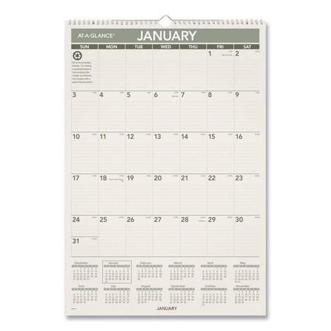 AT-A-GLANCE Recycled Wall Calendar