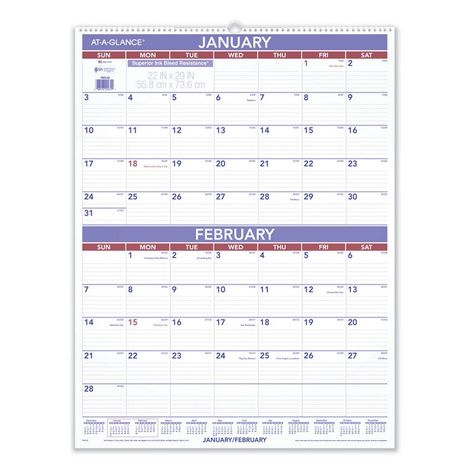 AT-A-GLANCE Two-Month Wall Calendar