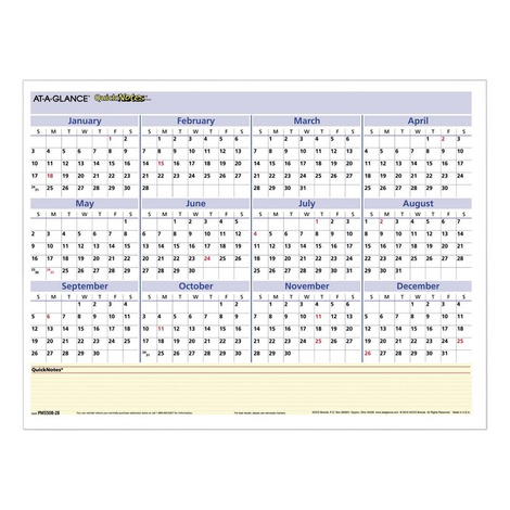 AT-A-GLANCE QuickNotes Mini Erasable Wall Planner