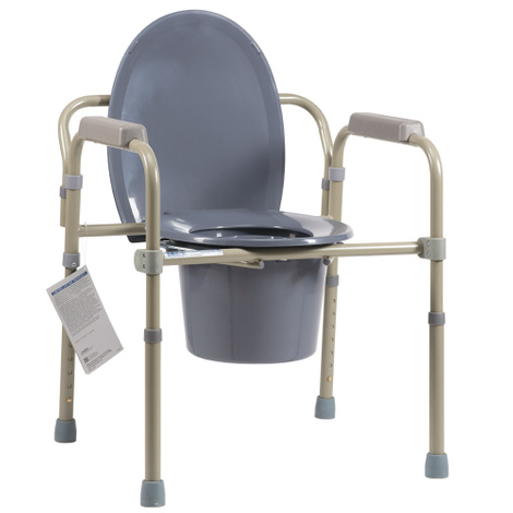 Dynarex Elongated Folding Bedside Commode