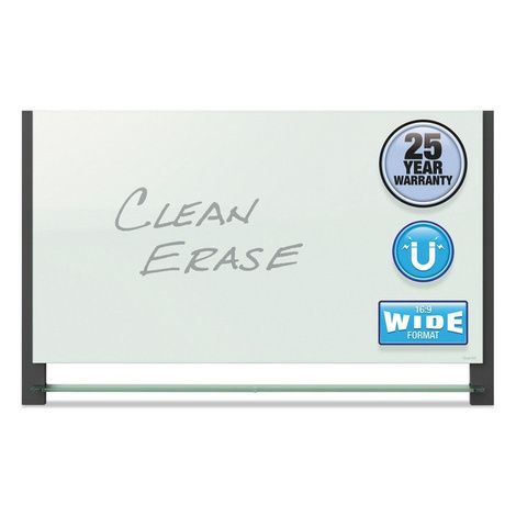 Quartet Evoque Magnetic Glass Marker Board with Black Aluminum Frame