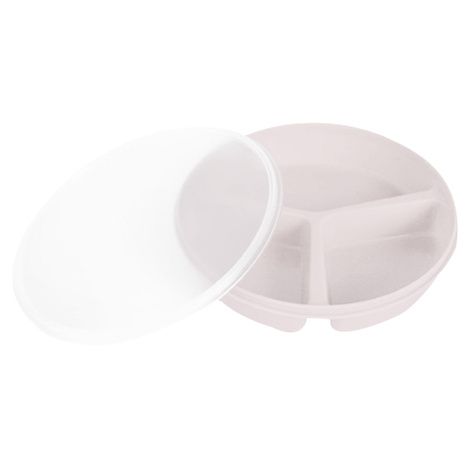 Divided Scoop Dish with Lid :: covered partitioned plate with high
