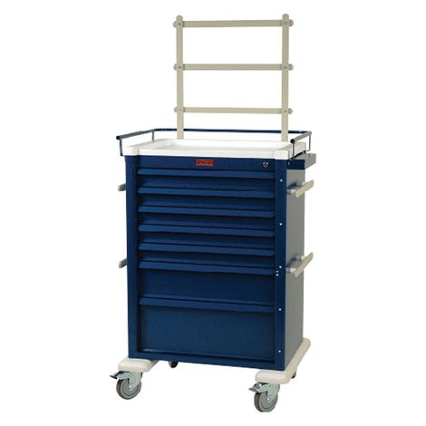 Harloff Aluminum Super Seven Drawer Anesthesia Cart with Key Lock