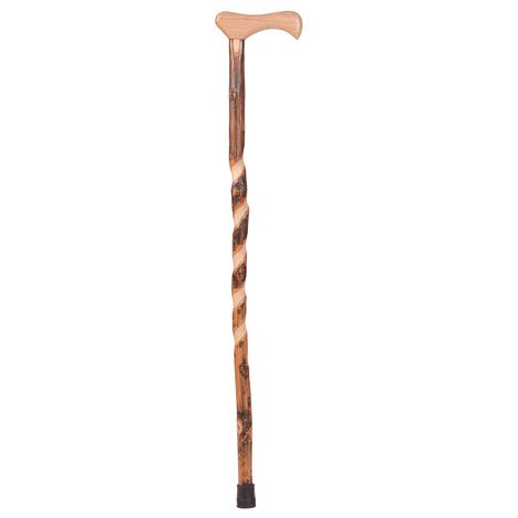 Mabis DMI Briggs Brazos Twisted Hickory Walking Cane With Traditional Handle