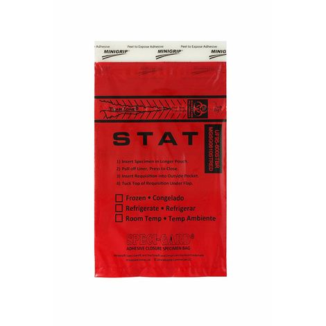 Inteplast 3 Wall Double Pocket Stat Biohazard Bag