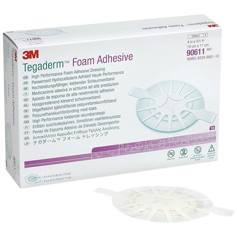 3M Tegaderm High Performance Foam Adhesive Dressing,3-1/2 x 3-1/2 with 2 x 2 Pad, Square,10/Pack, 4Pk/Case,90610