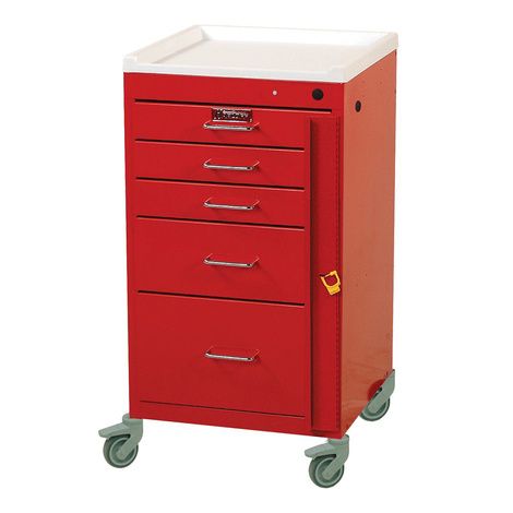 Harloff Five Drawer Mini Line Emergency Cart With Breakaway Lock