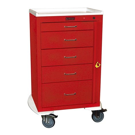 Harloff Five Drawer 24 Inch Mini Emergency Cart With Breakaway Lock