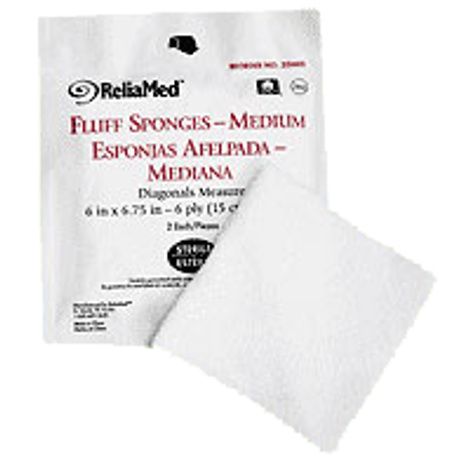 ReliaMed Cotton Fluff Sponge,6 x 6.75, Medium,240/Case,ZG44S
