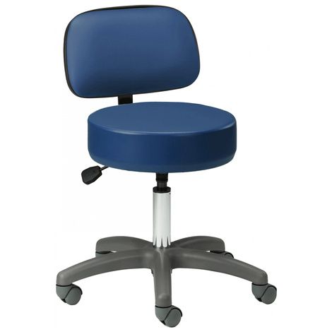 Clinton Slate Gray Base Five-Leg Pneumatic Stool with Backrest