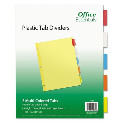 Office Essentials Plastic Insertable Dividers