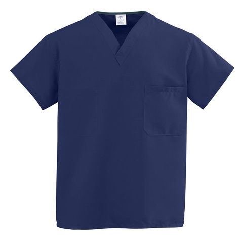 Medline ComfortEase Unisex One-Pocket Reversible Scrub Tops - Midnight Blue