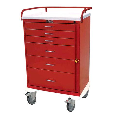 Harloff Classic Tall Six Drawer Emergency Cart With Key Lock