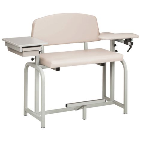 Clinton Lab X Series Extra-Wide Extra-Tall Blood Drawing Chair with Padded Flip Arm and Drawer