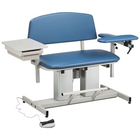 Clinton Power Series Bariatric Blood Drawing Chair with Padded Flip Arm and Drawer