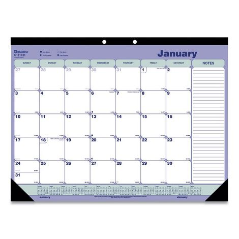 Blueline Monthly Desk Pad Calendar