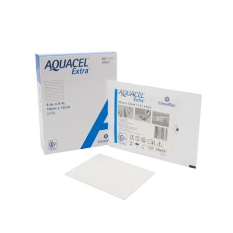 ConvaTec Aquacel Extra Hydrofiber Dressing,4 x 5 (10cm x 12.5cm), Rectangle,10/Pack,420674