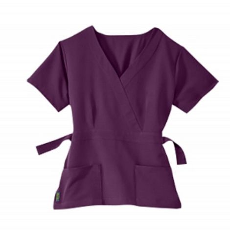 Medline Park Ave Womens Stretch Fabric Mock Wrap Scrub Top - Eggplant