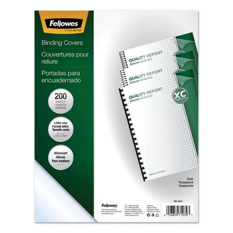 Fellowes Crystals Transparent Presentation Covers for Binding Systems