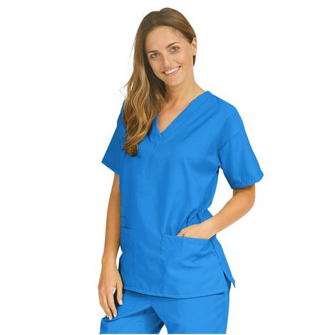 Medline PerforMAX Ladies V-Neck Tunic Scrub Tops - Royal Blue