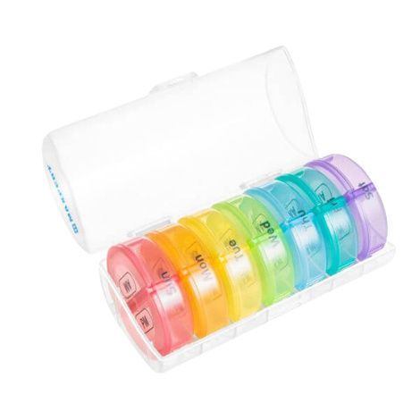 Maxpert AM/PM Weekly Round Travel Pill Organizer in Case