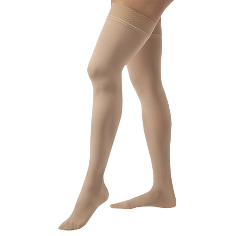 BSN Jobst Opaque Thigh High 15-20 mmHg Moderate Compression Stockings with Silicone Band in Petite