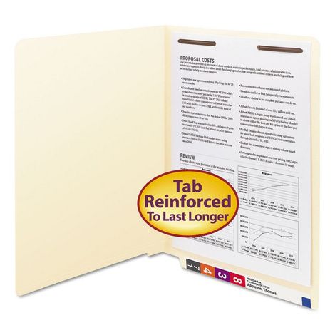 Smead Manila End Tab Fastener Folders with Reinforced Tabs