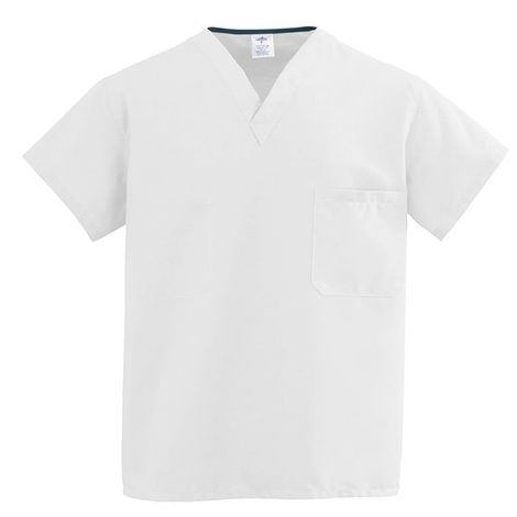 Medline ComfortEase Unisex Two-Pocket Reversible Scrub Tops - White