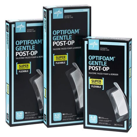 Medline Optifoam Gentle Post-Op Dressing,Size 4 x 8,10/Pack,MSC2148Z