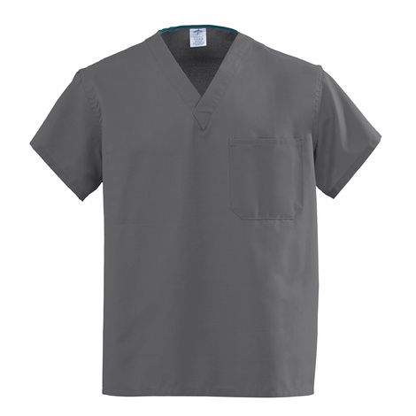 Medline AngelStat Unisex Reversible V-Neck Scrub Tops - Charcoal