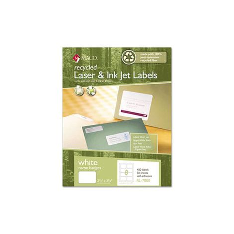 MACO Recycled Laser/Inkjet White Name Badge Labels