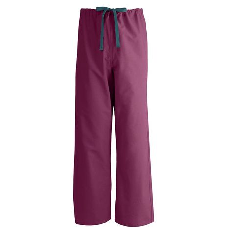 Medline AngelStat Unisex Reversible Drawstring Scrub Pants- Raspberry