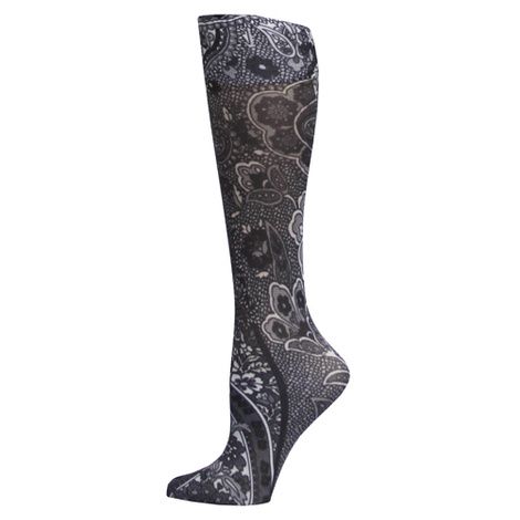 Complete Medical New Black Paisley Knee High Compression Socks