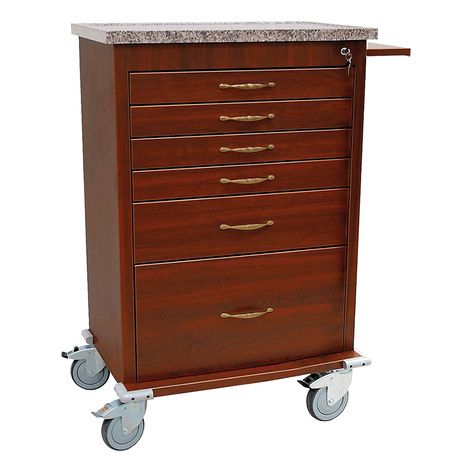 Harloff Wood Vinyl Six Drawer Treatment Cart