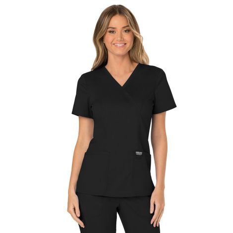 Cherokee Women's Mock Wrap Solid Scrub Top