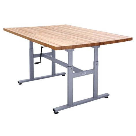 Hausmann Butcher Block H-Brace Height Adjustable Crank Hydraulic Work Table
