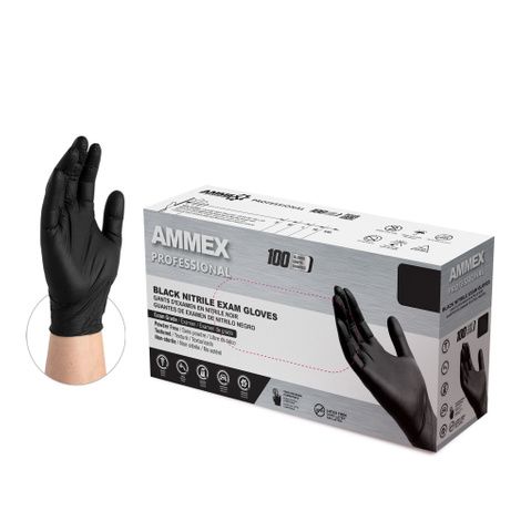 Ammex Black Nitrile Exam Gloves