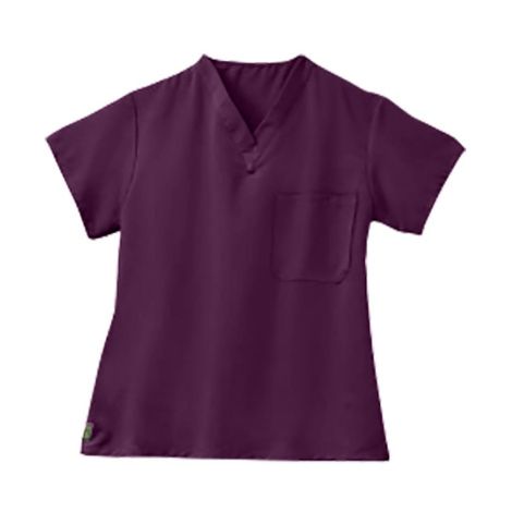 Medline Fifth Ave Unisex Stretch Fabric V-Neck Scrub Top with One Pocket - Eggplant