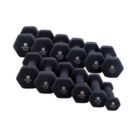 Body Sport Black Neoprene Dumbbells,7lb,Each,BDSNDB07