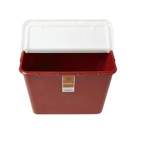 Medline Large Biohazard Hinged Top Lid Sharps Container,12 gal,Each,MDS705212HNH