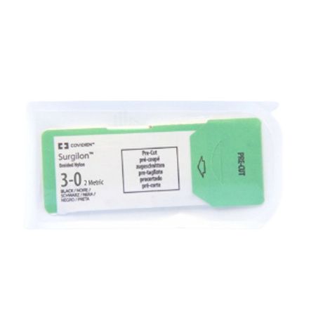 Medtronic Surgilon Pre-Cut Braided Nylon Suture with No ,Size 1, Black, 6x18,36/Pack,8886191771