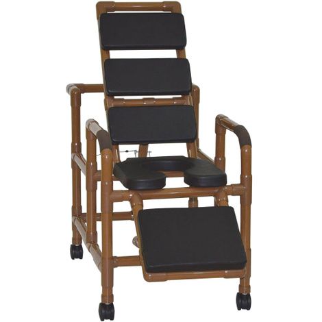 MJM Wood Tone Reclining Shower Chair with Total Padding