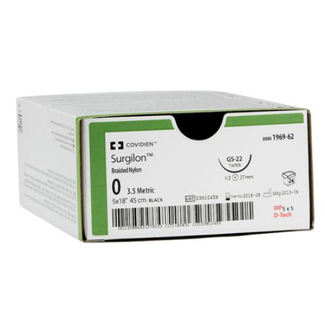 Medtronic Surgilon Reverse Cutting Braided Nylon Suture with GS-10 Needle