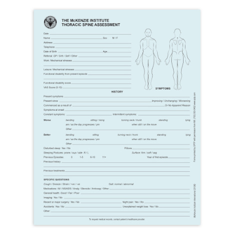OPTP Thoracic Spine Assessment Forms