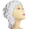 Chemo Beanies Reagan White with Black Floral Ruffle